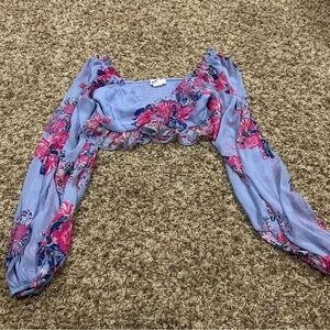 HOUSE OF HARLOW Smocked Ruched Crop Top Sz Medium